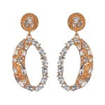 Irregular Hoop with Crystal Embellishment Drop Earrings