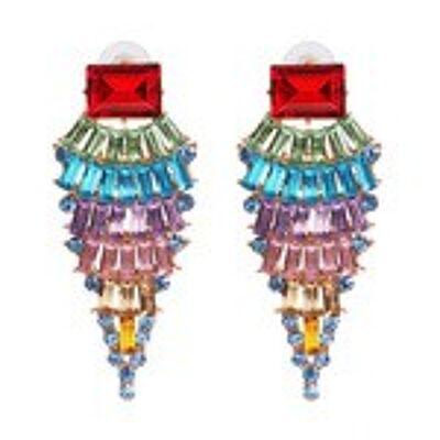 Bunte Baguette-Kristall-Art-Deco-inspirierte Ohrringe