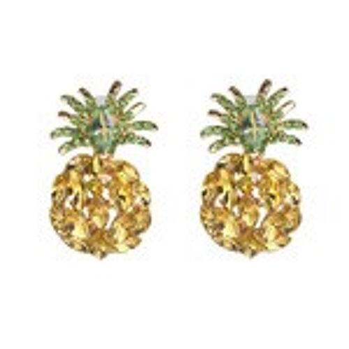Yellow Pineapple with Crystal Embellishment Earrings