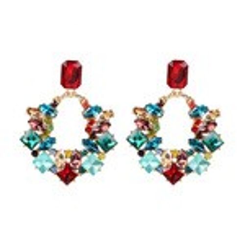 Multicoloured and Shaped Crystal Embellishment Statement Earrings