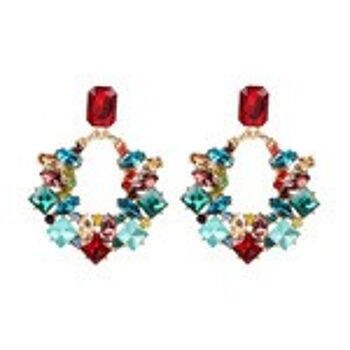 Boucles d'Oreilles Ornées de Cristaux Multicolores et Façonnés 1