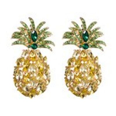 Yellow Crystal Pineapple Statement Earrings
