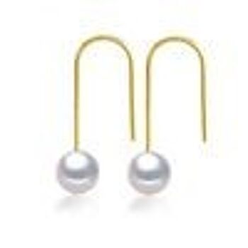 Boucles d'oreilles en argent sterling plaqué or avec perle de culture d'eau douce ronde blanche AAA 1