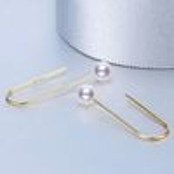 Boucles d'oreilles en argent sterling plaqué or avec perle de culture d'eau douce ronde blanche AAA 2