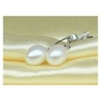 Perle d'eau douce blanche AAA en forme de goutte avec boucles d'oreilles pendantes en argent sterling poinçonnées 2