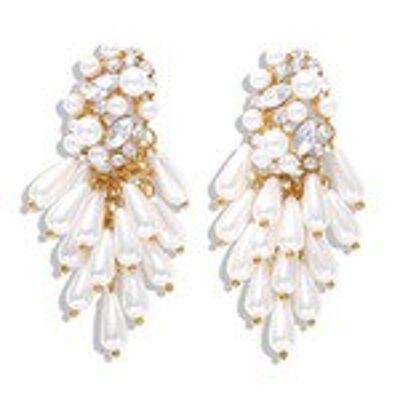 Oversized Pearl and Crystal Star Statement Earrings