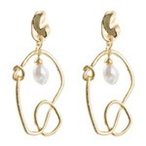 Baroque Pearl Abstract Gold Tone Drop Earrings