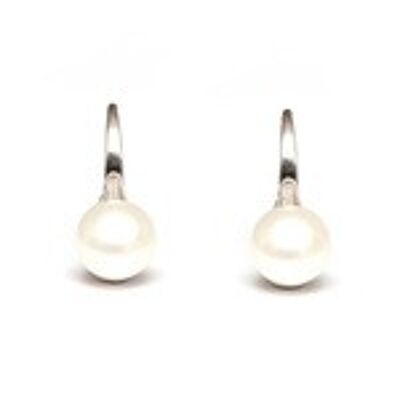 Orecchini pendenti in argento sterling 925 con perle coltivate d'acqua dolce bianche di grado AAA 9 - 9,5 mm