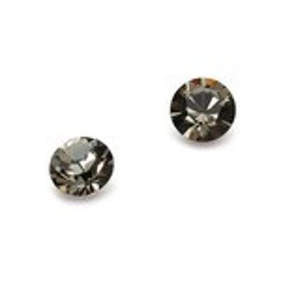 Orecchini a bottone in cristallo austriaco di diamanti neri con perni e fondelli in argento sterling