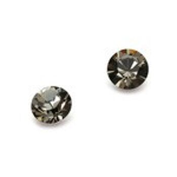 Boucles d'oreilles en cristal autrichien diamant noir avec tiges et dos en argent sterling 1