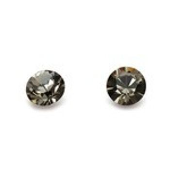 Boucles d'oreilles en cristal autrichien diamant noir avec tiges et dos en argent sterling 2
