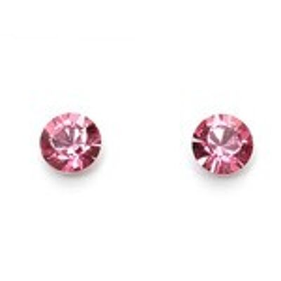 Orecchini a bottone in cristallo rosa austriaco con perni e fondelli in argento sterling