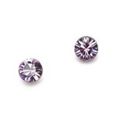 Boucles d'oreilles violettes en cristal autrichien avec tiges et dos en argent sterling