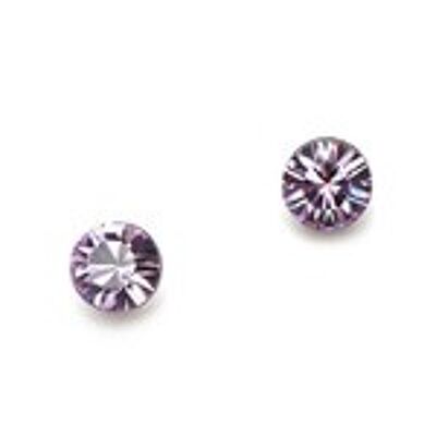 Aretes de cristal austriaco violeta con postes y respaldos de plata esterlina