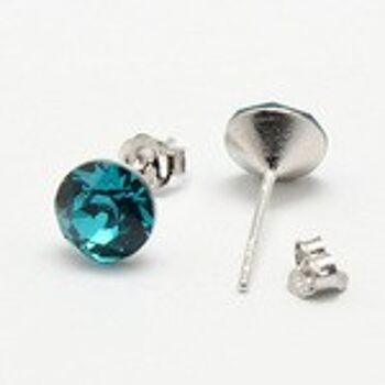 Boucles d'oreilles en cristal autrichien de zircon bleu avec tiges et dos en argent sterling 3