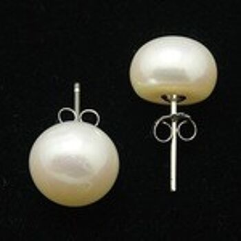 Boucles d'oreilles en argent sterling avec perle d'eau douce blanche 2