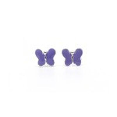 Boucles d'oreilles papillon en argent sterling émail violet