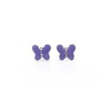 Boucles d'oreilles papillon en argent sterling émail violet 1