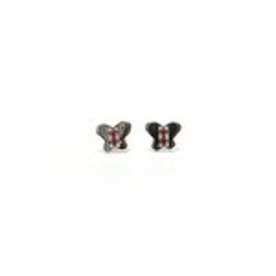 Boucles d'oreilles papillon en argent sterling avec zircons cubiques roses