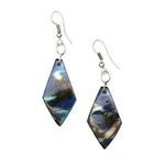 Tagua Blu a Forma di Diamante con Orecchini Pendenti Effetto Marmo