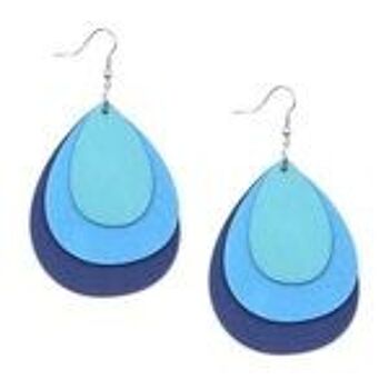 Boucles d'oreilles pendantes en forme de larme en bois bleu 1