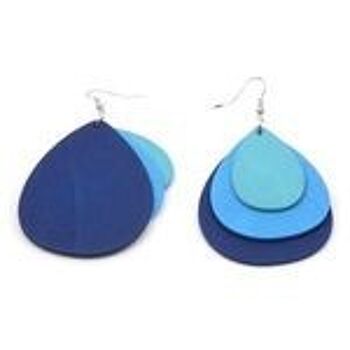 Boucles d'oreilles pendantes en forme de larme en bois bleu 2