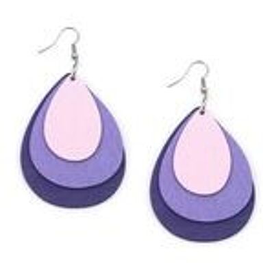 Boucles d'oreilles pendantes en forme de larme superposées en bois violet
