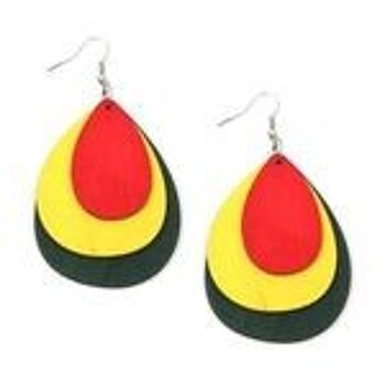 Boucles d'oreilles pendantes en forme de larme superposées en bois rouge jaune 1
