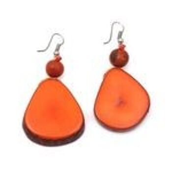 Boucles d'Oreilles Pendantes Tagua Orange avec Baie d'Açai 2