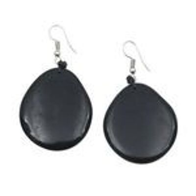 Black Tagua Slice Drop Earrings (111038)
