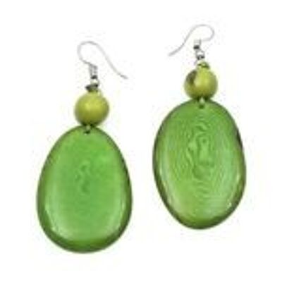 Salatgrüne Tagua-Scheibe und Acai-Perlen-Ohrringe