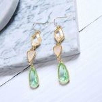 Boucles d'oreilles goutte d'inspiration vintage en cristal de larme verte de style art déco 5