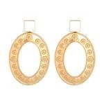 Boucles d'oreilles pendantes ovales dorées avec carré blanc style vintage