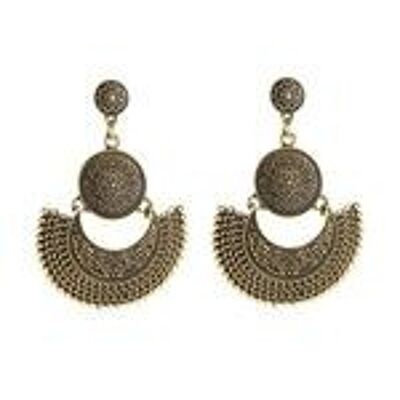 Tribal Ethnic Filigree In Antique Gold Tone Vintage Style Drop Earrings