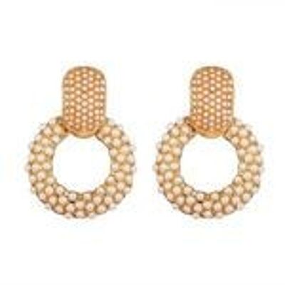 Boucles d'oreilles pendantes de style baroque vintage avec grappe de perles simulées
