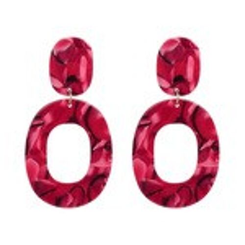 Big Red Acrylic Oval Hoop Drop Earrings