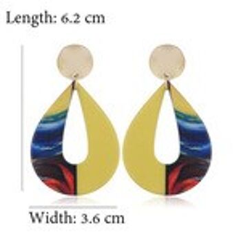 Boucles d'oreilles pendantes en forme de larme en acrylique jaune et multicolore 2