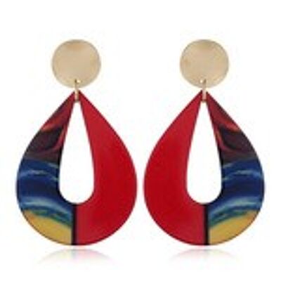 Pendientes Lágrima Acrílico Rojo y Multicolor