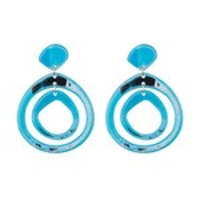 Oversized Blue Double Teardrop Hoop Drop Earrings