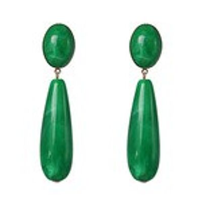 Orecchini pendenti verdi a goccia lunghi e ovali effetto marmo