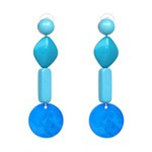 Blue 4-Tier Bead Drop Earrings