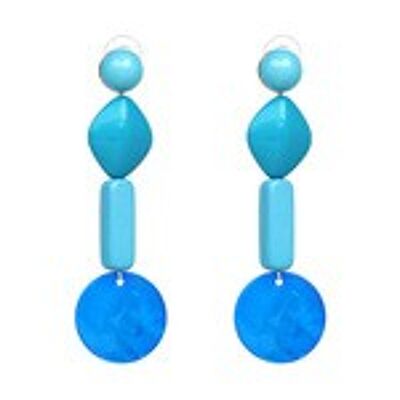 Pendants d'oreilles à perles bleues à 4 niveaux