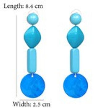 Pendants d'oreilles à perles bleues à 4 niveaux 2