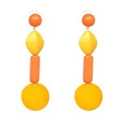 Boucles d'oreilles jaunes et orange à 4 rangs de perles