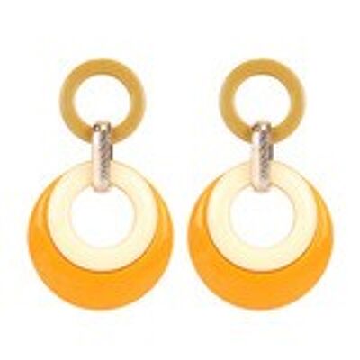 Pendientes colgantes de aro doble amarillo y blanco