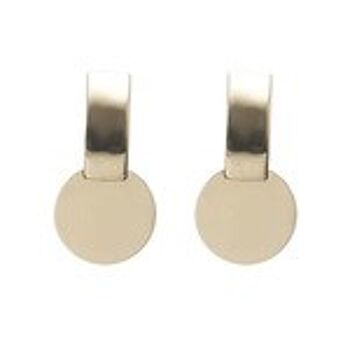 Boucles d'Oreilles Pendantes Géométriques Doré Disque et Rectangle 1