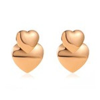 Gold Tone Glossy Heart Drop Earrings
