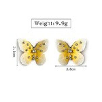 Boucles d'Oreilles Tige Papillon Blanc et Jaune Dégradé 2