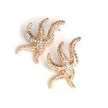 Boucles d'oreilles tendance étoile de mer ornées de cristaux transparents 4