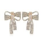 Clear Crystal-Embellished Bow Statement Earrings